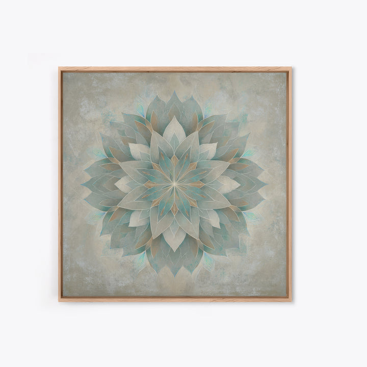 Sacred Geometry Lotus Framed Canvas Print, Meditation Art, Contemporary Art, Living Room Decor, Stillness, Modern Decor, MED-1x1-39
