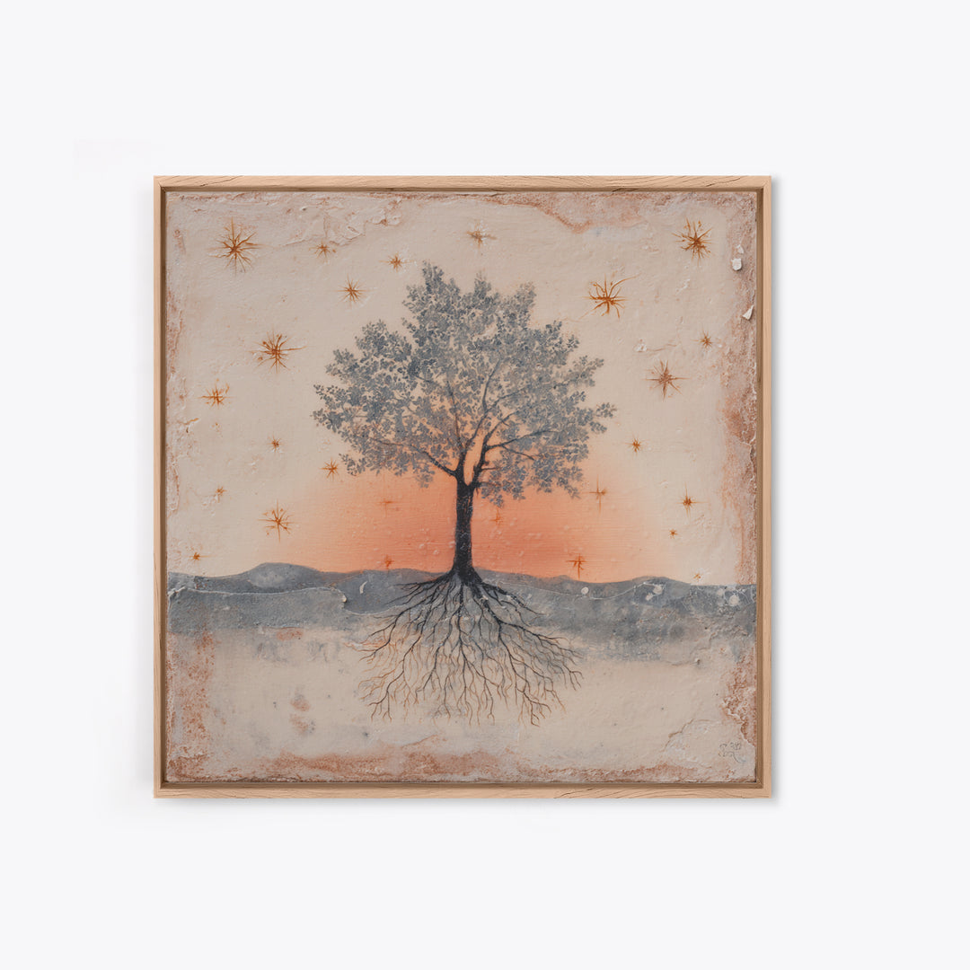 Tree of Life Framed Canvas Print, Meditation Art, Boho Wall Art, Living Room Decor, Fine Art, Stillness, Spiritual Wall Art, MED-1x1-44