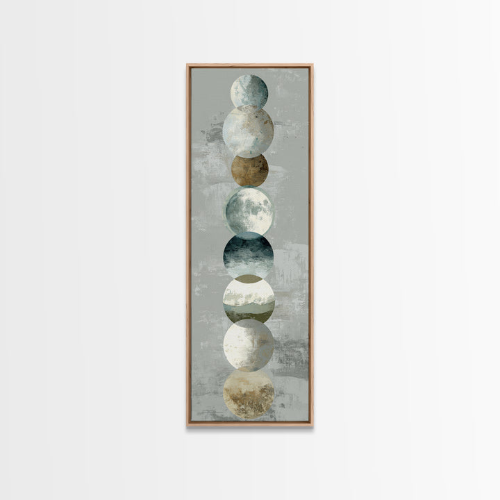 Moon Phases over a Quiet Desert Canvas Print, Meditation Art, Luxury Decor, Living Room Decor, Fine Art, Stillness, Canvas Art, MED-1x3-21