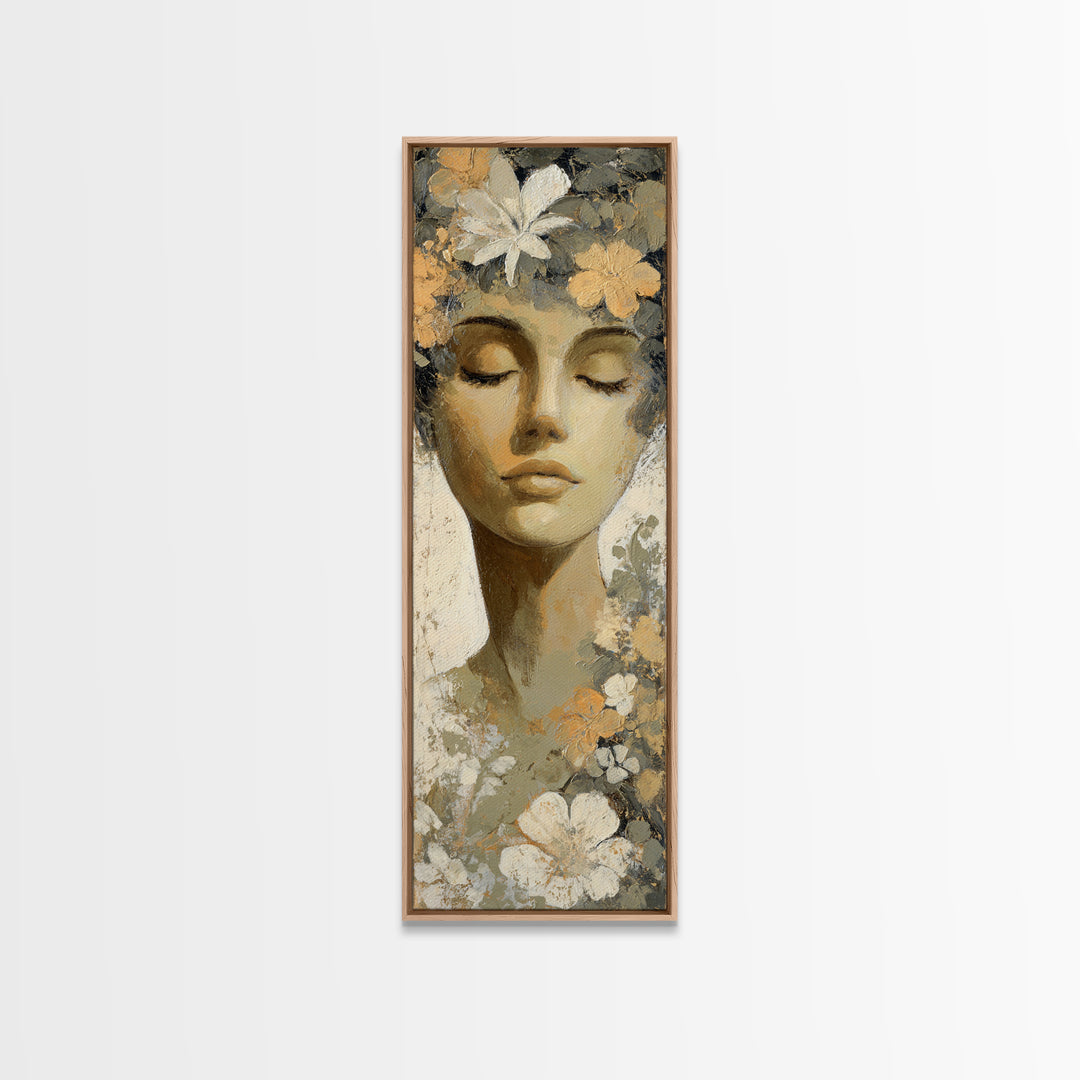 Calm Face Portrait Canvas Print, Meditation Art, Modern Wall Art, Living Room Decor, Fine Art, Stillness, Buddha Wall Art, MED-1x3-60