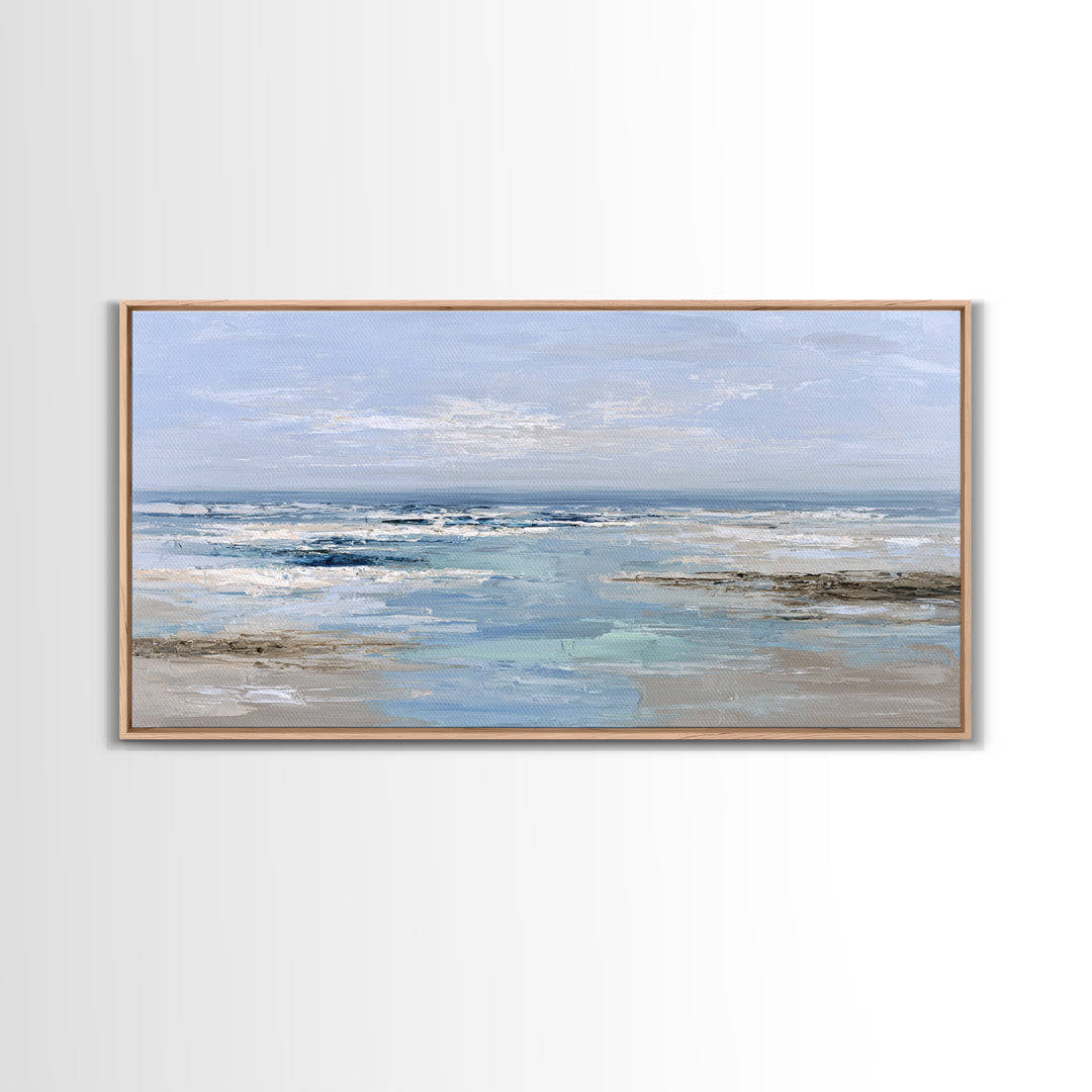 Ocean Horizon with Meditative Stillness Framed Canvas Print, Meditation Art, Luxury Decor, Living Room Decor, Stillness, MED-2x1-14