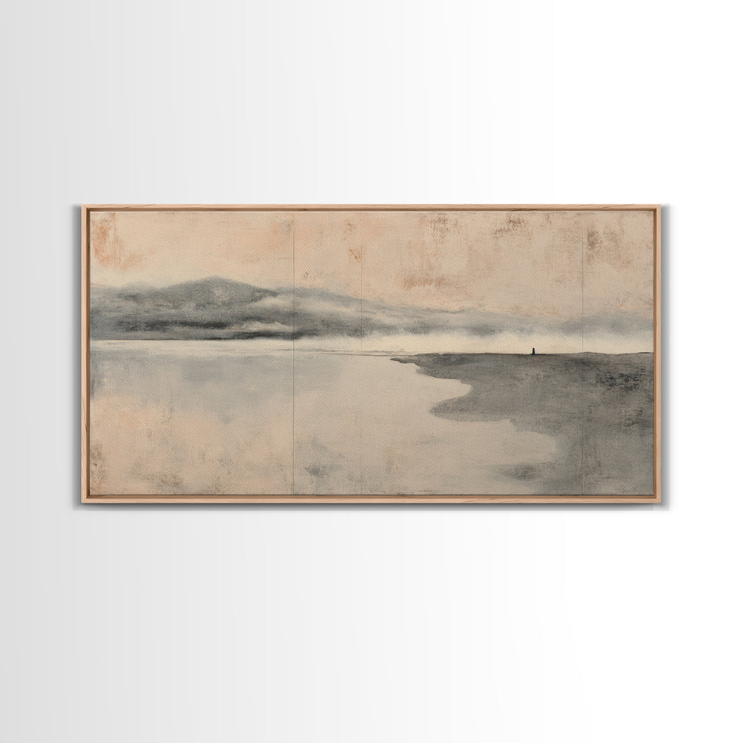 Ocean Horizon with Meditative Stillness Framed Canvas Print, Meditation Art, Luxury Decor, Living Room Decor, Stillness, MED-2x1-38