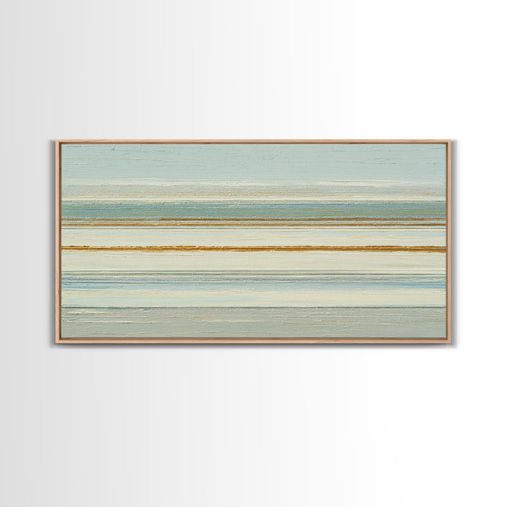 Sand Garden Lines as Minimalist Pattern Framed Canvas Print, Meditation Art, Living Room Decor, Oil Painting, Stillness, MED-2x1-43