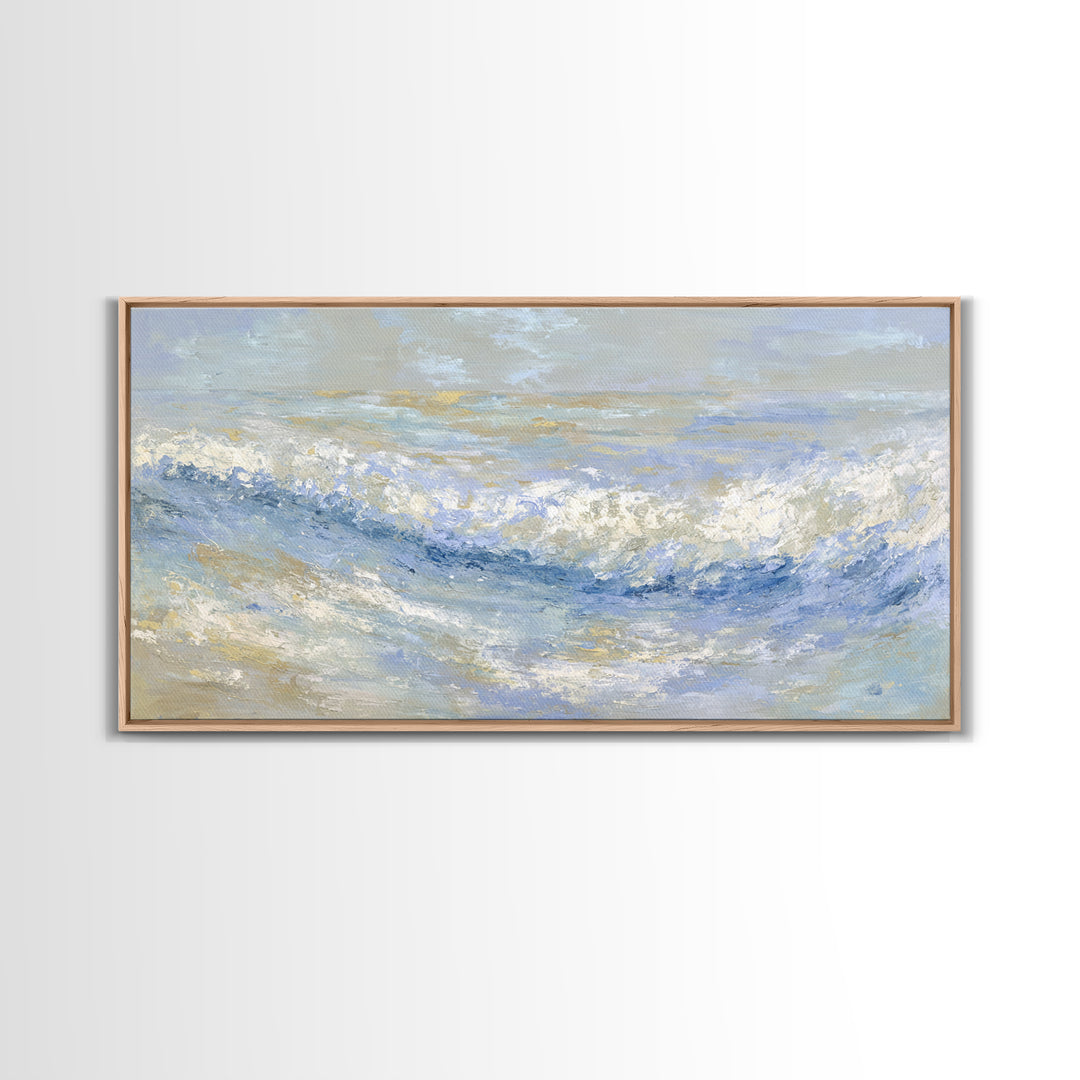 Abstract Breath Waves Framed Canvas Print, Meditation Art, Digital Wall Art, Living Room Decor, Stillness, Gallery Wall Art, MED-2x1-50