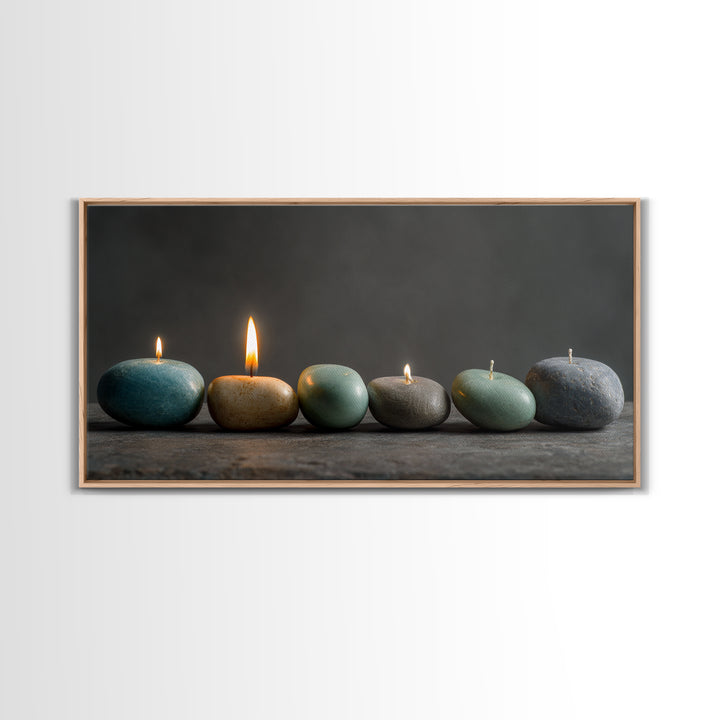 Minimal Candle Flame on Dark Background Canvas Print, Meditation Art, Original Art, Living Room Decor, Fine Art, Stillness, MED-2x1-58