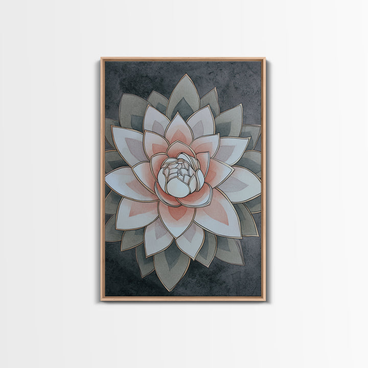 Sacred Geometry Lotus Canvas Print, Meditation Art, Hanging Wall Art, Living Room Decor, Oil Painting, Stillness, MED-2x3-95
