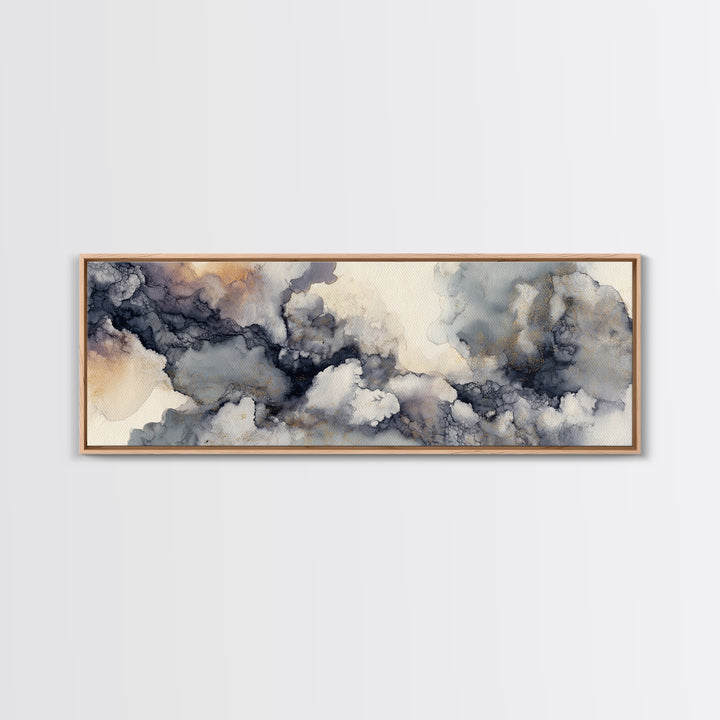 Angelic Light Rays Through Abstract Clouds Canvas Print, Meditation Art, Boho Wall Decor, Living Room Decor, Stillness, MED-3x1-38