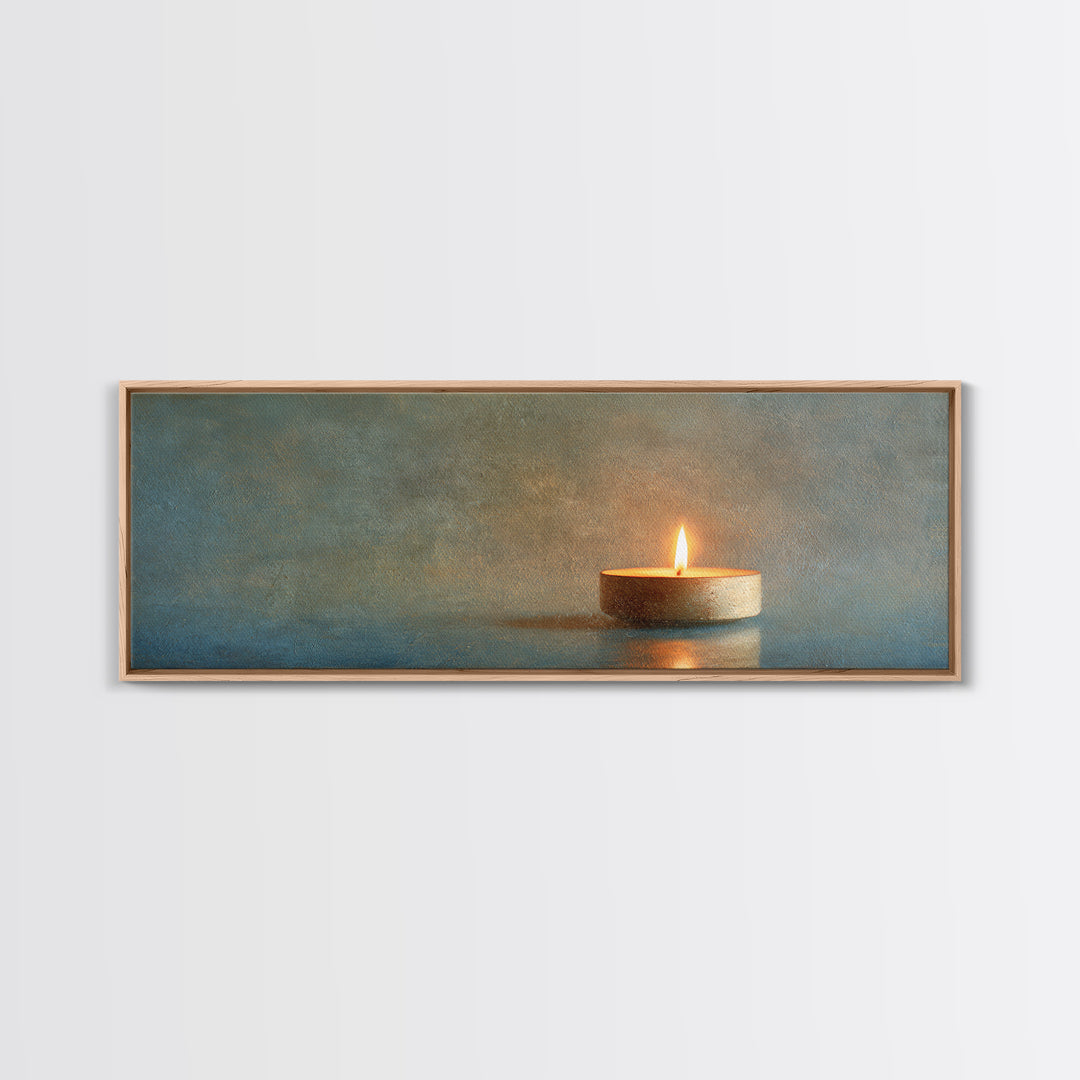 Minimal Candle Flame on Dark Background Canvas Print, Meditation Art, Modern Home Decor, Living Room Decor, Fine Art, Stillness, MED-3x1-6