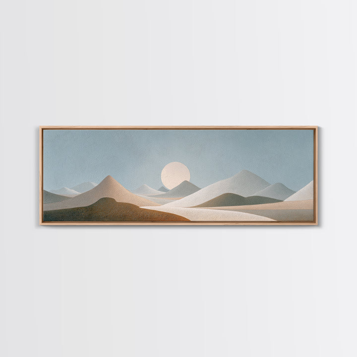 Moon Phases over a Quiet Desert Canvas Print, Meditation Art, Luxury Decor, Living Room Decor, Fine Art, Stillness, Canvas Art, MED-3x1-97