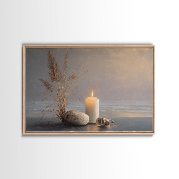 Minimal Candle Flame on Dark Background Canvas Print, Meditation Art, Mandala Wall Art, Living Room Decor, Fine Art, Stillness, MED-3x2-66