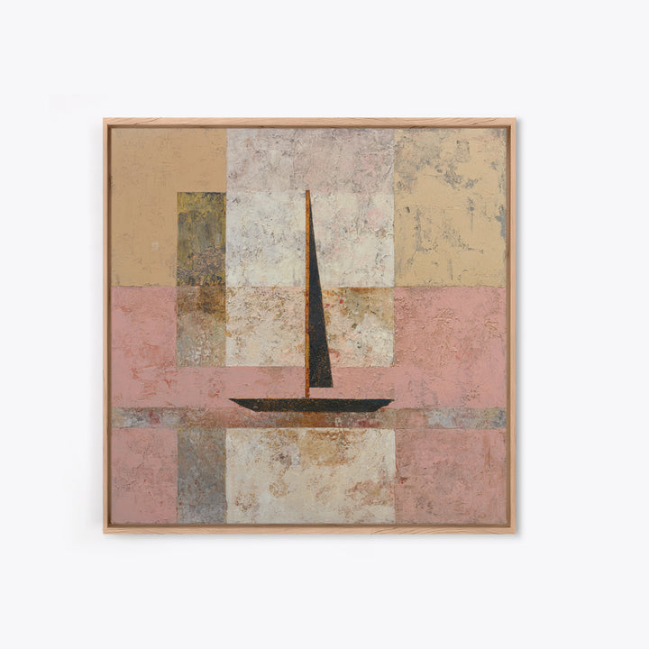 Tiny Sailboat under Open Sky Canvas Print, Minimalist Art, Japanese Wall Art, Living Room Decor, Minimal, Luxury Decor, MIN-1x1-14
