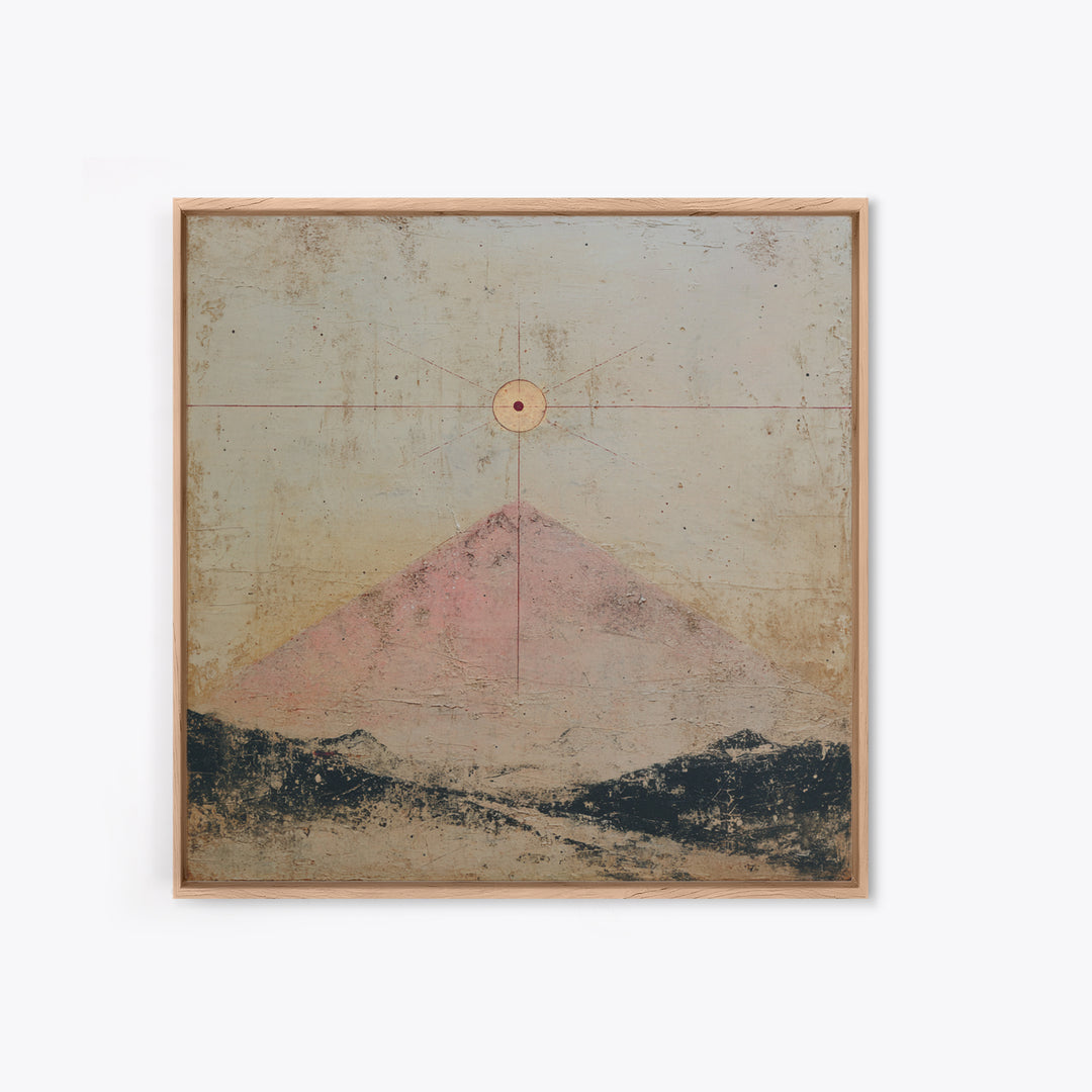 Thin Line Mountain Framed Canvas Print, Minimalist Art, Boho Wall Art, Living Room Decor, Oil Painting, Minimal, MIN-1x1-2