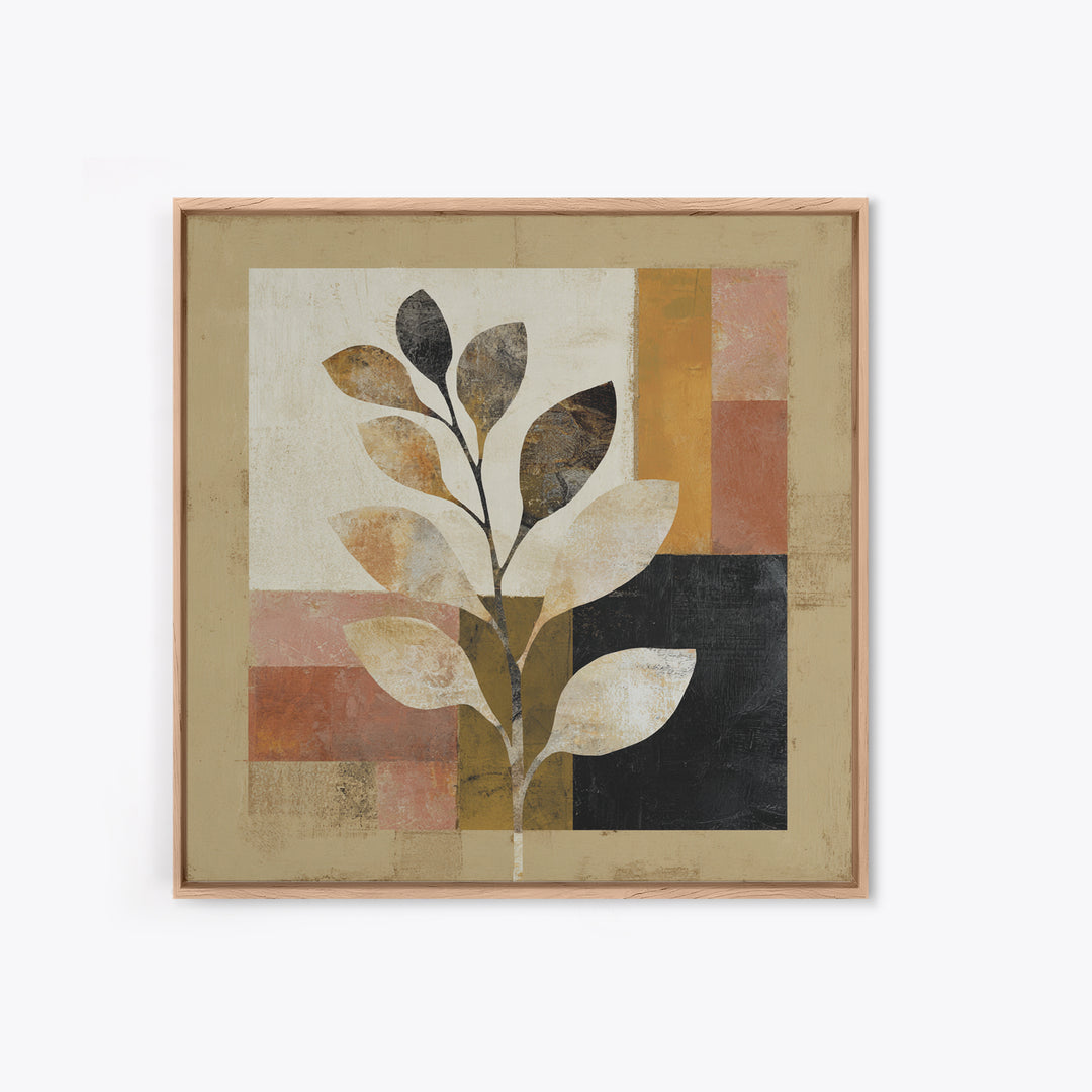 Minimal Branch Silhouette Framed Canvas Print, Minimalist Art, Black Art, Living Room Decor, Oil Painting, Minimal, MIN-1x1-27