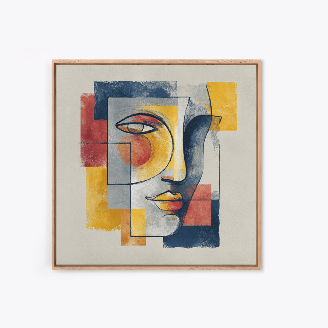 Single Continuous Line Female Face Framed Canvas Print, Minimalist Art, Textured Painting, Living Room Decor, Fine Art, Minimal, MIN-1x1-29