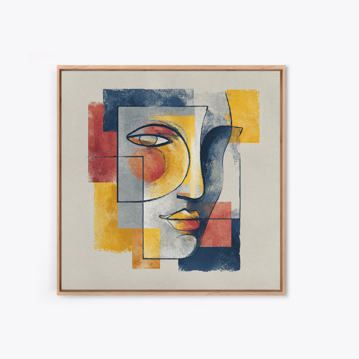 Single Continuous Line Female Face Framed Canvas Print, Minimalist Art, Textured Painting, Living Room Decor, Fine Art, Minimal, MIN-1x1-29