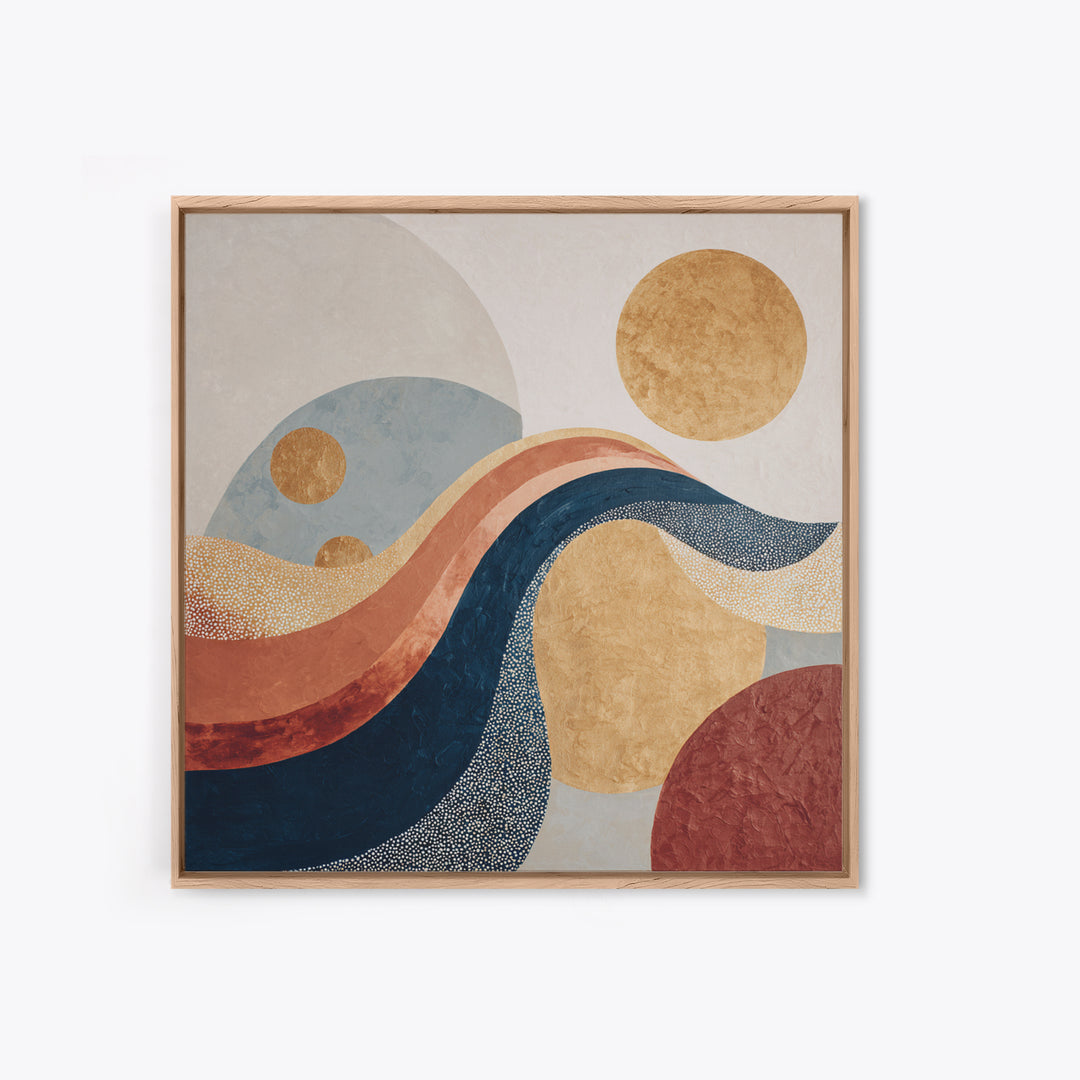 Minimal Abstract Wave Line Framed Canvas Print, Minimalist Art, Boho Decor, Living Room Decor, Minimal, Digital Prints, MIN-1x1-37