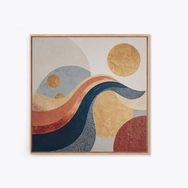 Minimal Abstract Wave Line Framed Canvas Print, Minimalist Art, Boho Decor, Living Room Decor, Minimal, Digital Prints, MIN-1x1-37