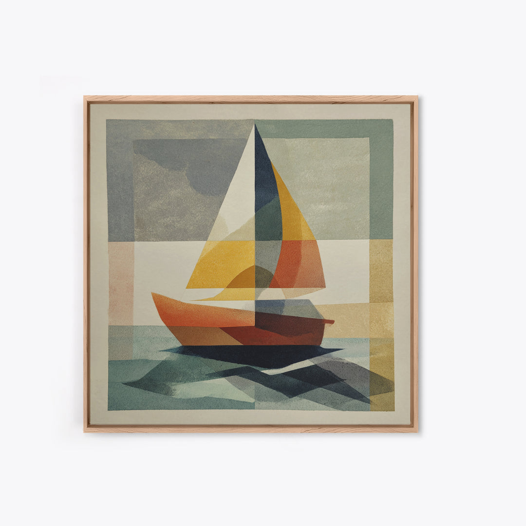 Tiny Sailboat under Open Sky Framed Canvas Print, Minimalist Art, Gallery Decor, Living Room Decor, Fine Art, Minimal, MIN-1x1-38