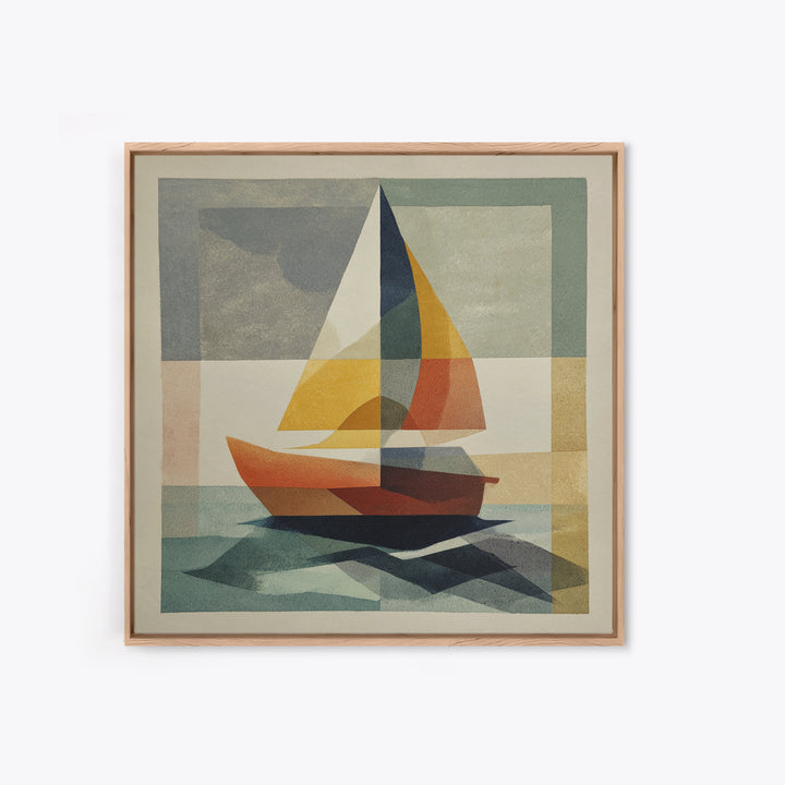 Tiny Sailboat under Open Sky Framed Canvas Print, Minimalist Art, Gallery Decor, Living Room Decor, Fine Art, Minimal, MIN-1x1-38