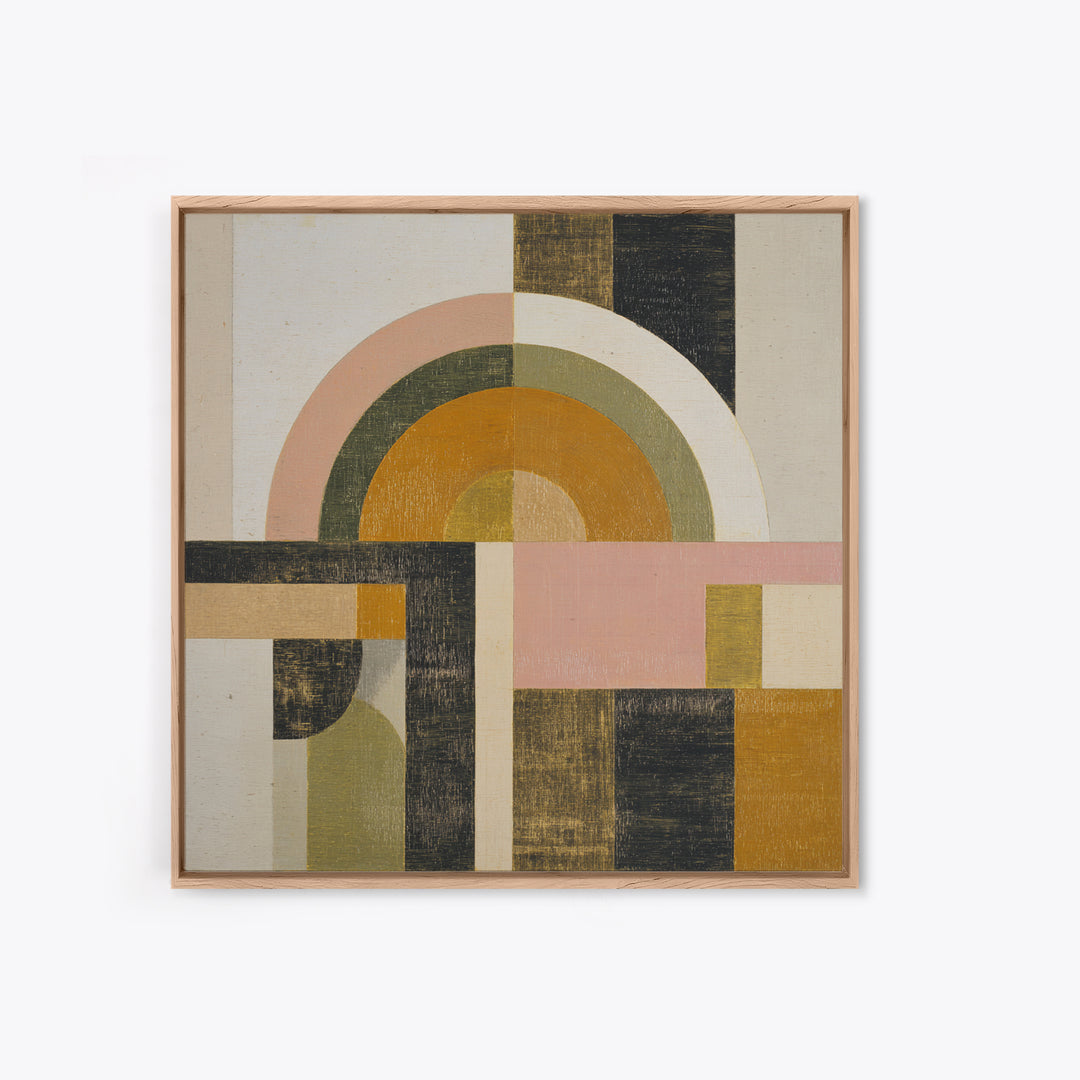 Simple Geometric Sun Framed Canvas Print, Minimalist Art, Living Room Decor, Abstract Art, Minimal, Modern Decor, MIN-1x1-39