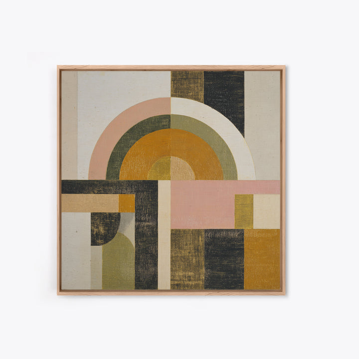 Simple Geometric Sun Framed Canvas Print, Minimalist Art, Living Room Decor, Abstract Art, Minimal, Modern Decor, MIN-1x1-39