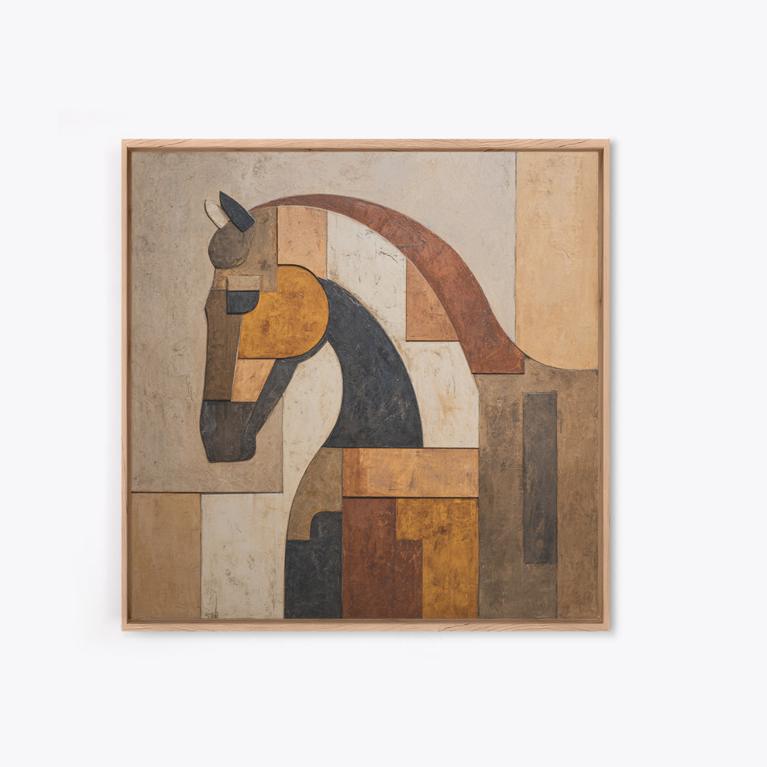 Minimal Horse Contour Framed Canvas Print, Minimalist Art, Modern Wall Art, Living Room Decor, Abstract Art, Minimal, MIN-1x1-42