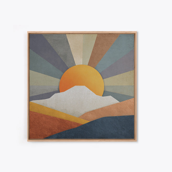 Simple Geometric Sun Framed Canvas Print, Minimalist Art, Neutral Decor, Living Room Decor, Fine Art, Minimal, Home Decor, MIN-1x1-63
