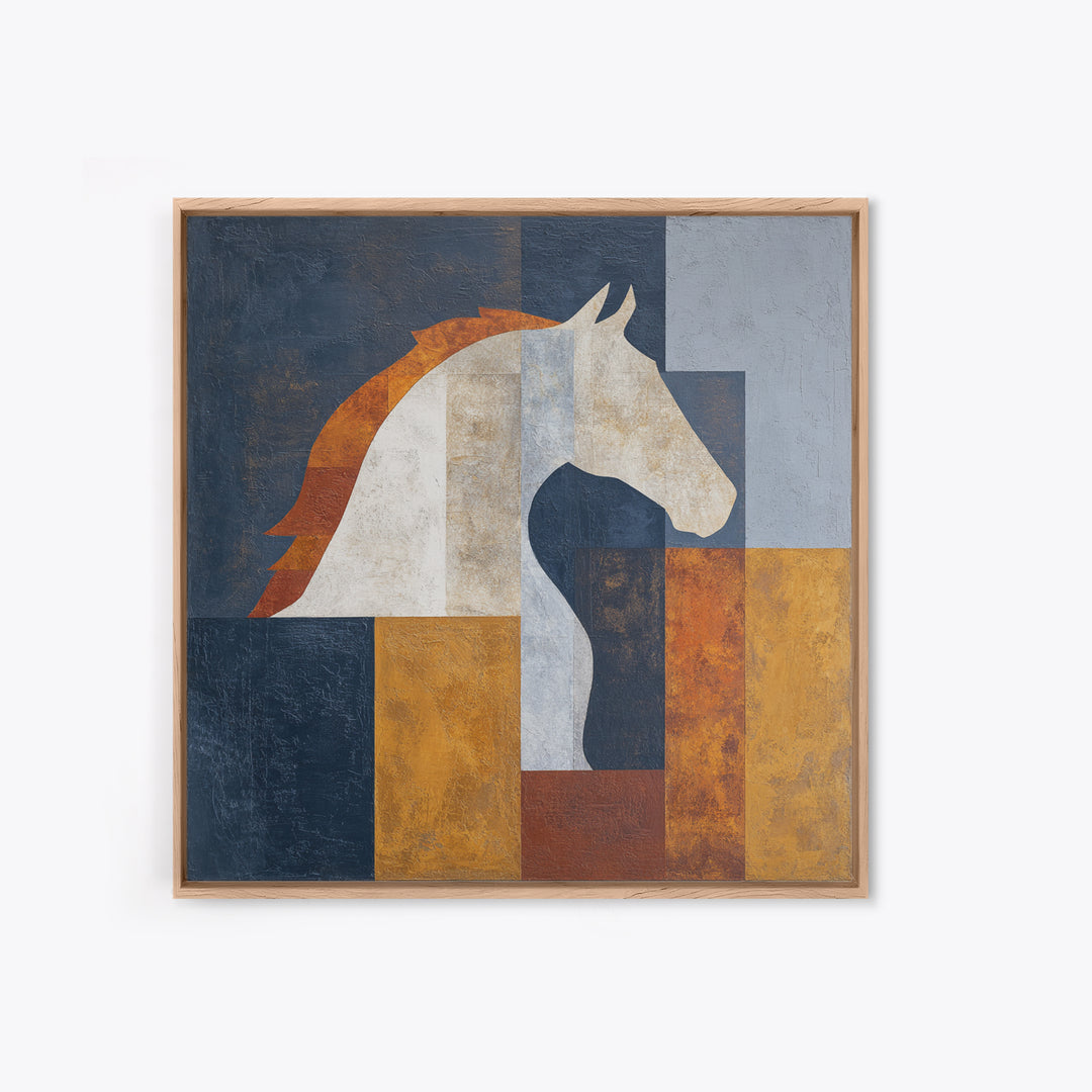 Minimal Horse Contour Framed Canvas Print, Minimalist Art, Modern Wall Art, Living Room Decor, Abstract Art, Minimal, MIN-1x1-66