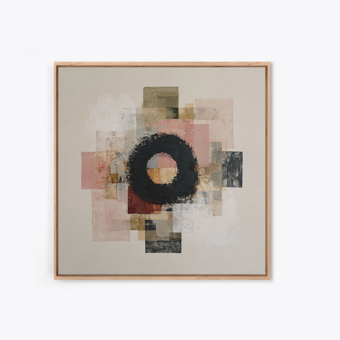 Single Brushstroke Circle Framed Canvas Print, Minimalist Art, Abstract Painting, Living Room Decor, Fine Art, Minimal, MIN-1x1-70