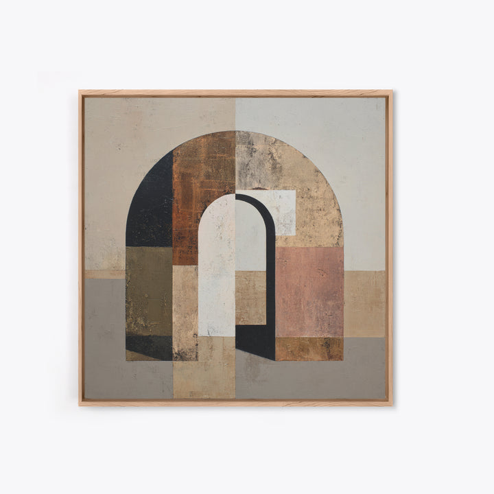 Monochrome Arch and Shadow Composition Framed Canvas Print, Minimalist Art, Fine Art Print, Living Room Decor, Minimal, MIN-1x1-80