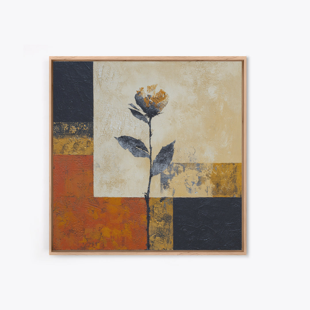 Single Flower Stem Framed Canvas Print, Minimalist Art, Modern Wall Art, Living Room Decor, Fine Art, Minimal, MIN-1x1-84