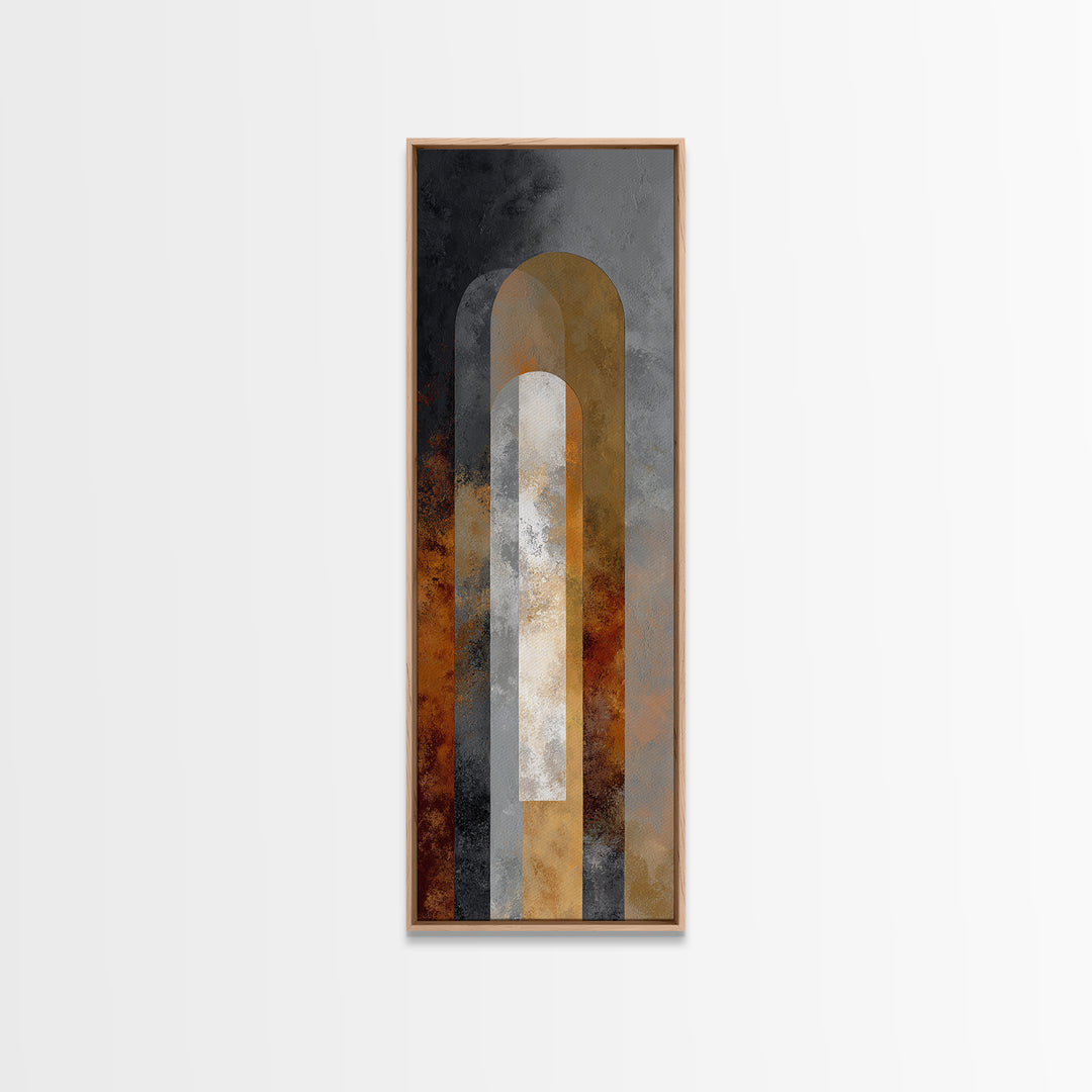 Monochrome Arch and Shadow Composition Framed Canvas Print, Minimalist Art, Poster, Living Room Decor, Fine Art, Minimal, MIN-1x3-20