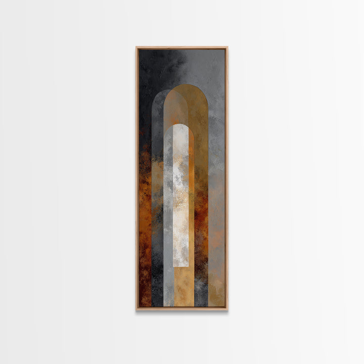 Monochrome Arch and Shadow Composition Framed Canvas Print, Minimalist Art, Poster, Living Room Decor, Fine Art, Minimal, MIN-1x3-20