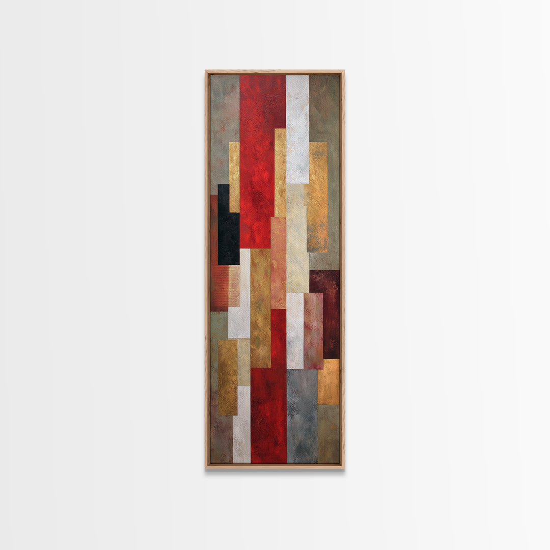 One Red Square Balanced Canvas Print, Minimalist Art, Abstract Painting, Living Room Decor, Fine Art, Minimal, MIN-1x3-22
