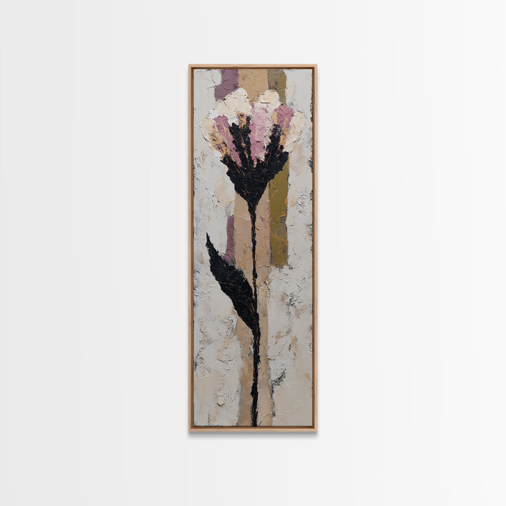 Single Flower Stem Framed Canvas Print, Minimalist Art, Art, Living Room Decor, Oil Painting, Minimal, Canvas Tote Bag, MIN-1x3-24