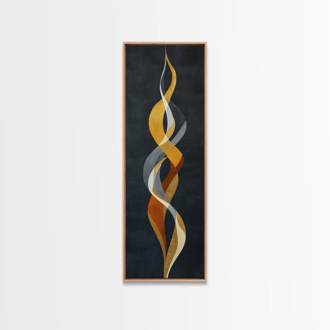 Single Gold Line Curve on Charcoal Framed Canvas Print, Minimalist Art, Living Room Decor, Abstract Art, Minimal, MIN-1x3-29