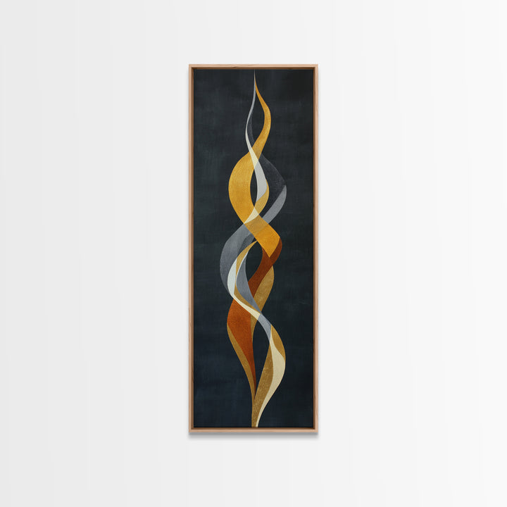 Single Gold Line Curve on Charcoal Framed Canvas Print, Minimalist Art, Living Room Decor, Abstract Art, Minimal, MIN-1x3-29