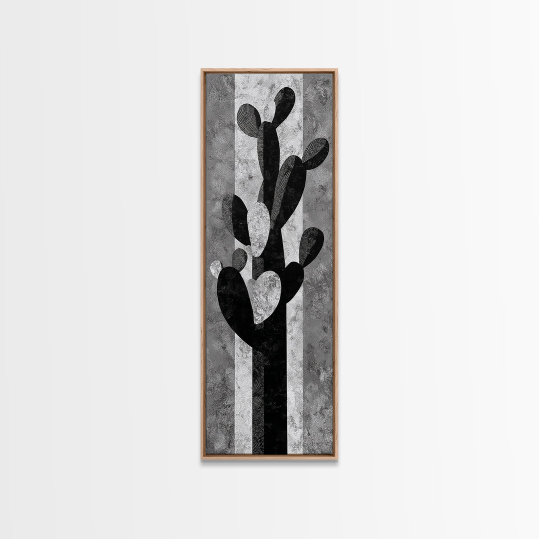 Black and White Cactus Silhouette Canvas Print, Minimalist Art, Minimalist, Living Room Decor, Fine Art, Minimal, Black Art, MIN-1x3-32