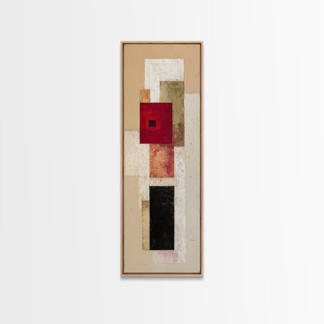 One Red Square Balanced Framed Canvas Print, Minimalist Art, Modern Decor, Living Room Decor, Fine Art, Minimal, Poster, MIN-1x3-46