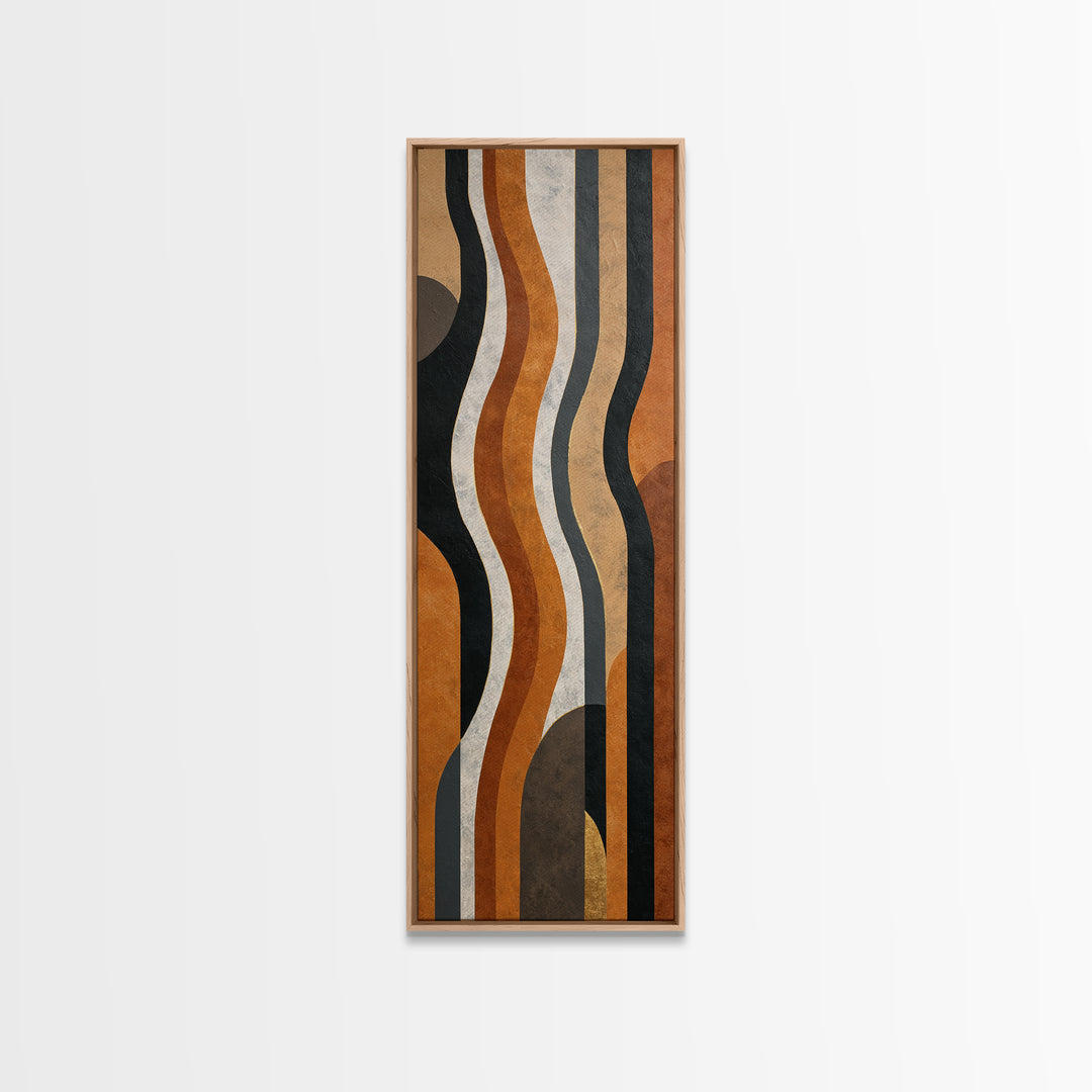 Single Gold Line Curve on Charcoal Framed Canvas Print, Minimalist Art, Living Room Decor, Abstract Art, Minimal, MIN-1x3-53