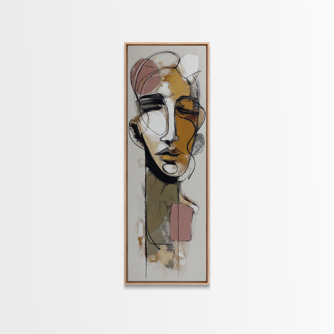 Single Continuous Line Female Face Canvas Print, Minimalist Art, Minimalist, Living Room Decor, Oil Painting, Minimal, MIN-1x3-65