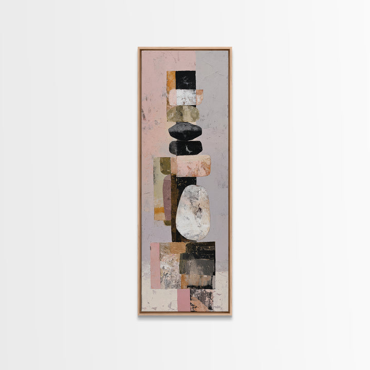 Quiet Stone Stack Framed Canvas Print, Minimalist Art, Gallery Decor, Living Room Decor, Fine Art, Minimal, Wall Art, MIN-1x3-71