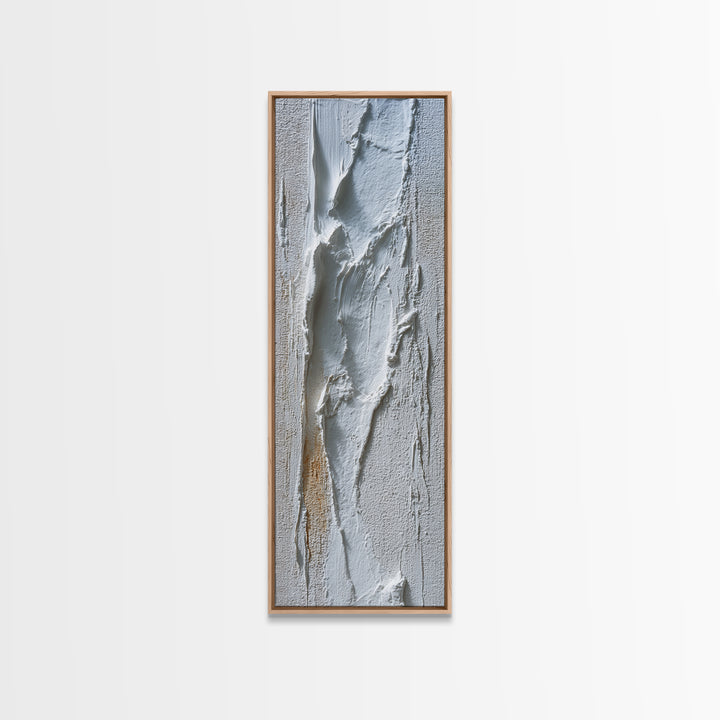 White on White Plaster Texture Study Framed Canvas Print, Minimalist Art, Abstract Wall Art, Living Room Decor, Oil Painting, MIN-1x3-76