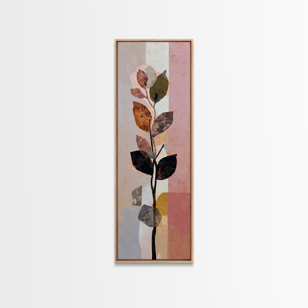 Minimal Branch Silhouette Framed Canvas Print, Minimalist Art, Statement Artwork, Living Room Decor, Fine Art, Minimal, MIN-1x3-87