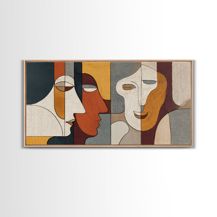 Single Continuous Line Female Face Framed Canvas Print, Minimalist Art, Art Print, Living Room Decor, Fine Art, Minimal, MIN-2x1-1