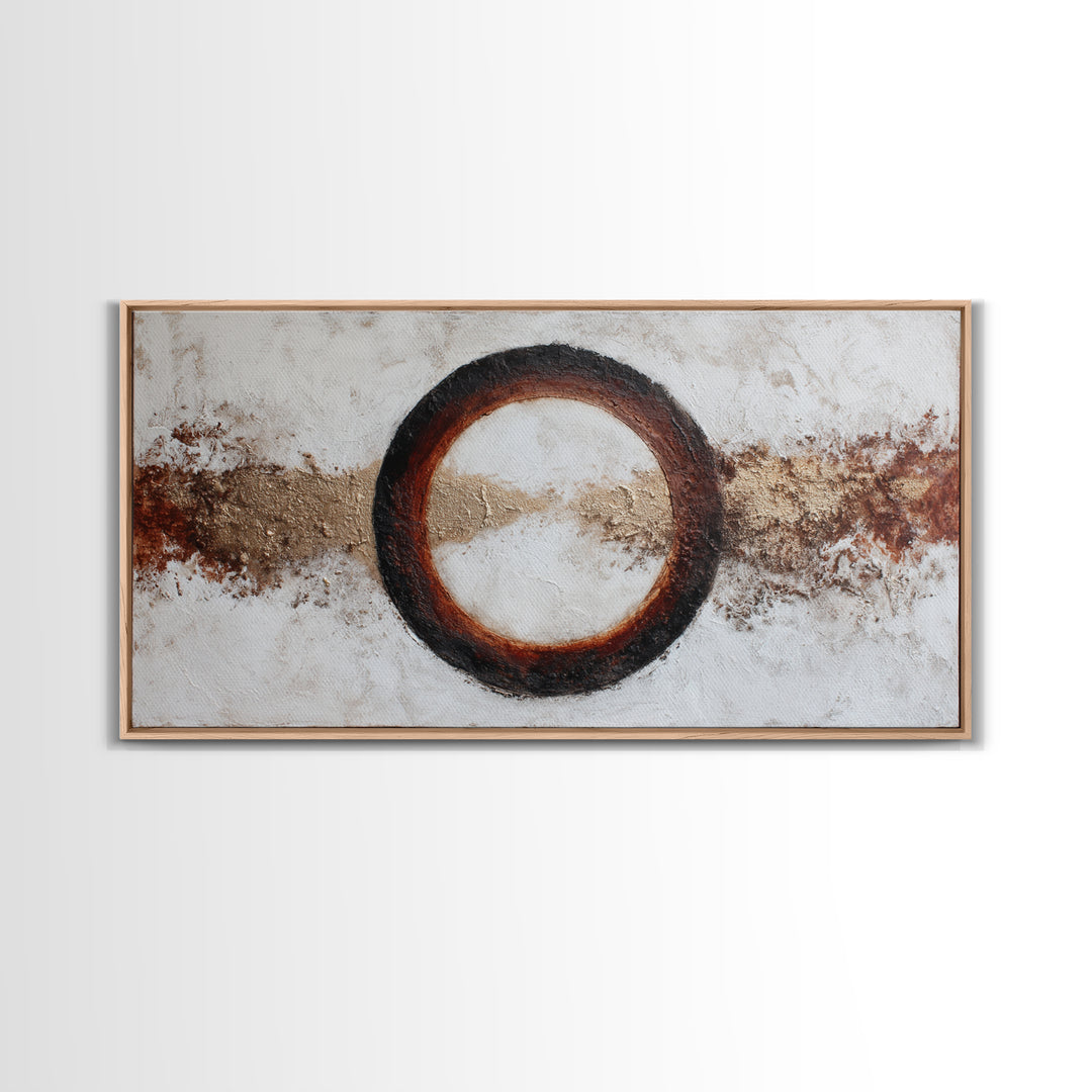 Single Brushstroke Circle Framed Canvas Print, Minimalist Art, Room Decor, Living Room Decor, Fine Art, Minimal, Art Print, MIN-2x1-18