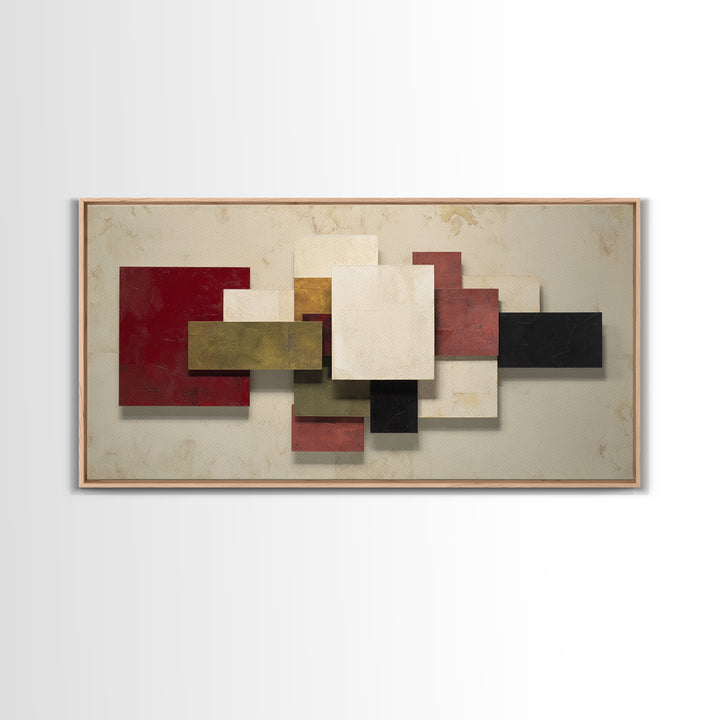 One Red Square Balanced Framed Canvas Print, Minimalist Art, Minimalist Decor, Living Room Decor, Minimal, Digital Wall Art, MIN-2x1-30