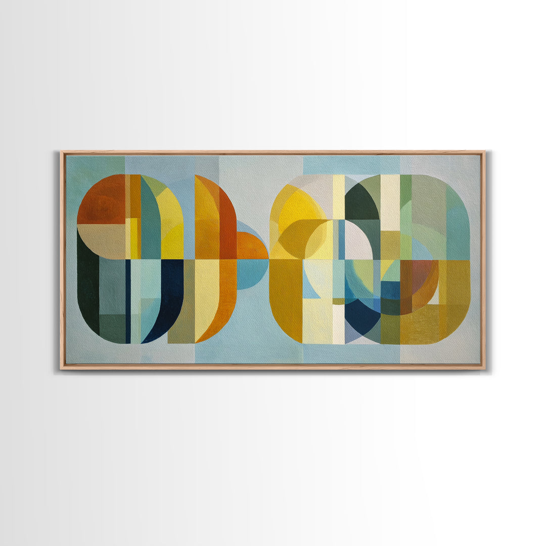 Simple Geometric Sun Framed Canvas Print, Minimalist Art, Wall Art, Living Room Decor, Abstract Art, Minimal, Large Wall Art, MIN-2x1-35