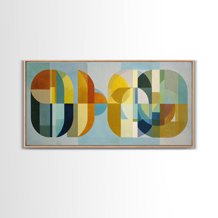 Simple Geometric Sun Framed Canvas Print, Minimalist Art, Wall Art, Living Room Decor, Abstract Art, Minimal, Large Wall Art, MIN-2x1-35