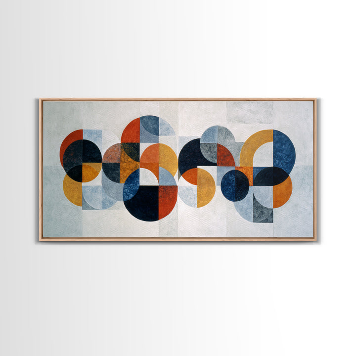 Single Black Circle on Warm Ivory Ground Framed Canvas Print, Minimalist Art, Large Wall Art, Living Room Decor, Minimal, MIN-2x1-45